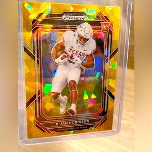 2023 Prizm Draft Picks #115 Bijan Robinson RC Gold Ice Prizm ROOKIE Falcons